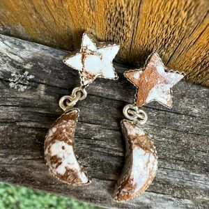 Wild Horse Star and Moon Sterling Silver Gemstone Earrings